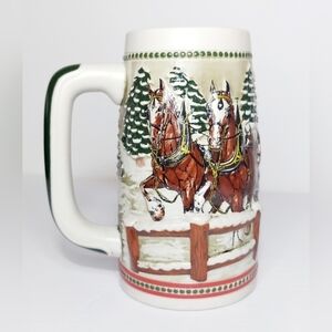 Vintage Budweiser Clydesdale Collectable Holiday‎ Beer Stein